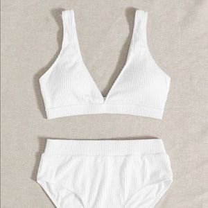 NEW Textured White 2 Piece Swimsuit Highwaisted